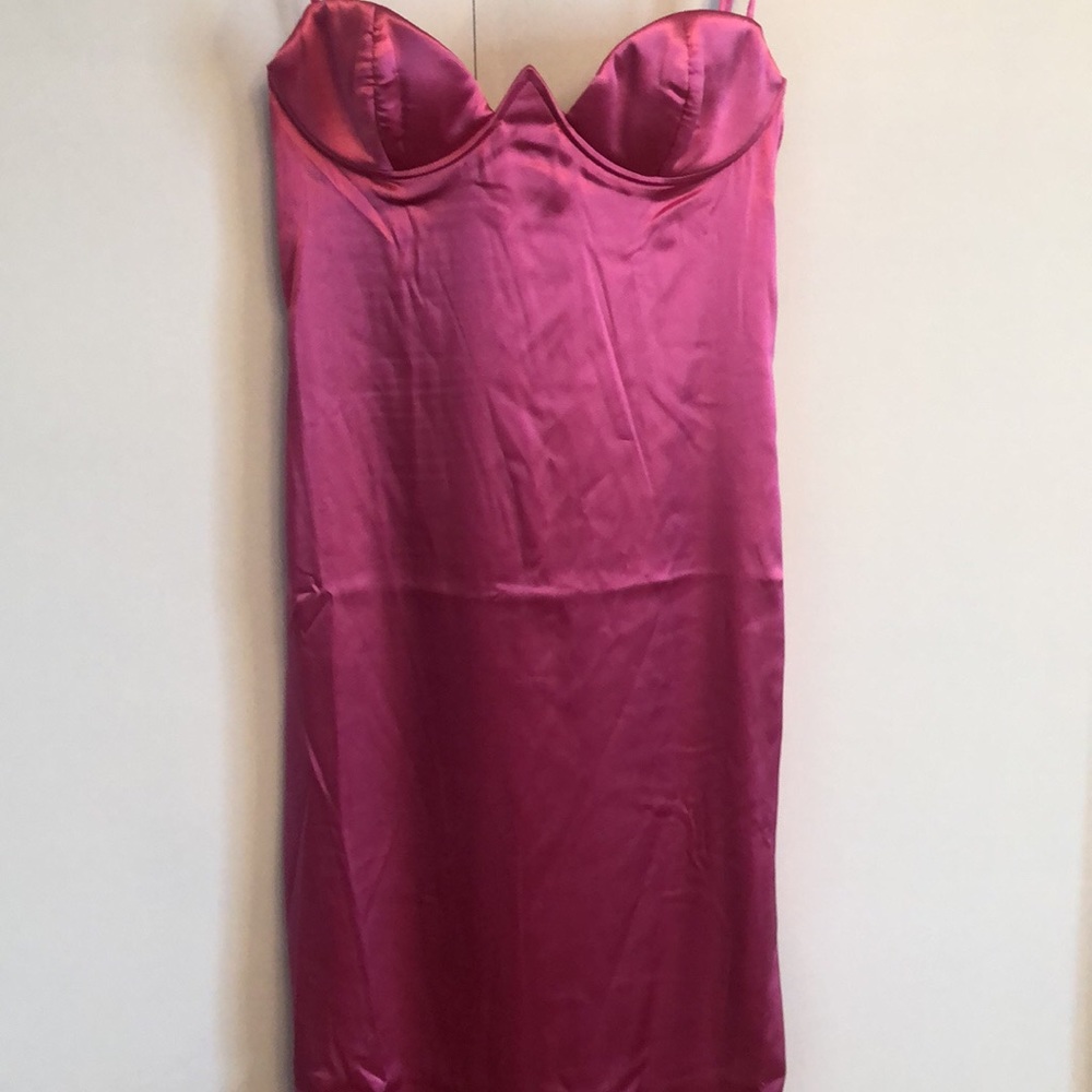 BNWT Meshki Pink Satin Dress AU L - Picture 3 of 3